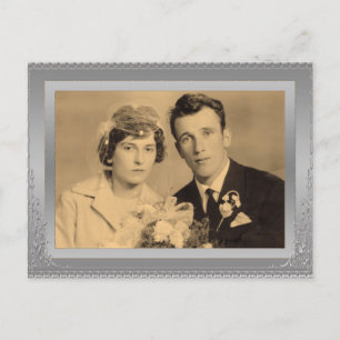 Elegant silver border frame custom photo postcard