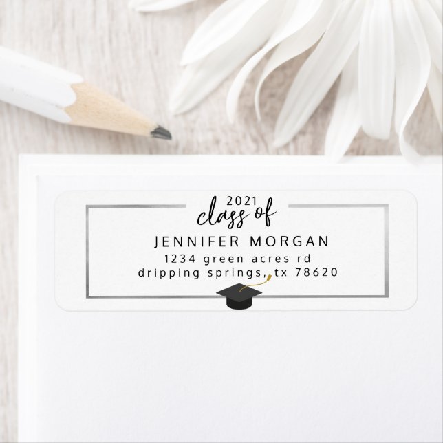 Elegant Silver Border Graduation Return Address (Insitu)