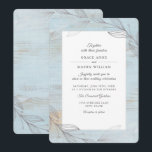 Elegant Silver Botanical Leaves Rustic Wedding Invitation<br><div class="desc">Celebrate your wedding with this elegantly rustic invitation featuring silver-like botanical leaves and all your wedding ceremony and reception details set against a weathered blue wood background. Trendy, and chic yet classic and simple and timeless rustic feel - an invitation that goes wonderfully with so many of today's wedding styles....</div>