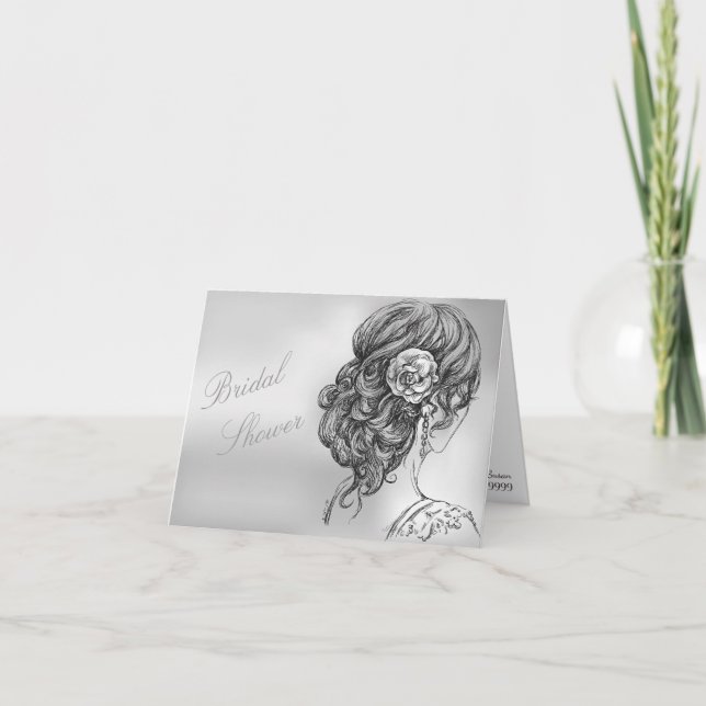 Elegant Silver Bridal Shower Invitation (Front)