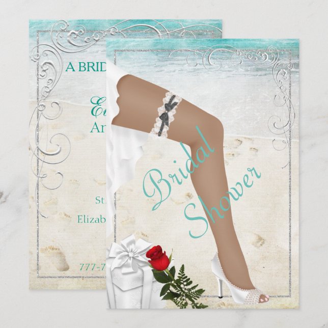Elegant Silver Bridal Shower Invitation (Front/Back)