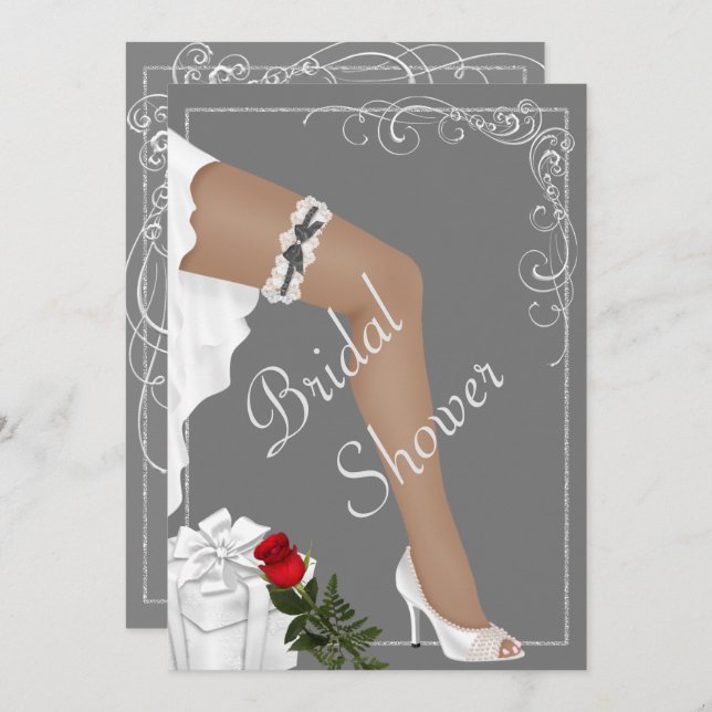 Elegant Silver Bridal Shower Invitation (Front/Back)