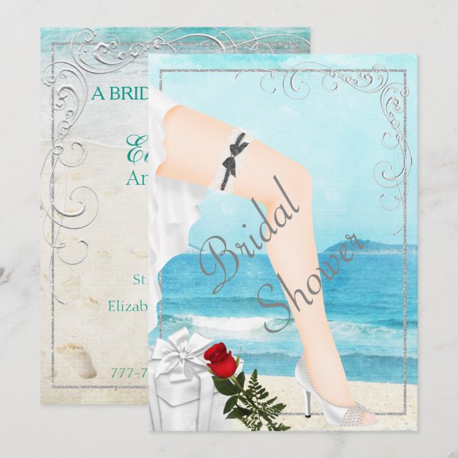 Elegant Silver Bridal Shower Invitation (Front/Back)