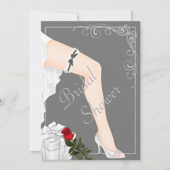 Elegant Silver Bridal Shower Invitation (Front)