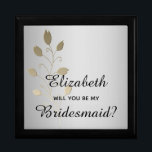 Elegant Silver Bridesmaid Proposal Box<br><div class="desc">Simple,  elegant,  luxury silver grey bridesmaid proposal box with  faux gold floral ornament.</div>