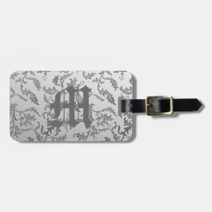 Elegant silver brocade luggage tag