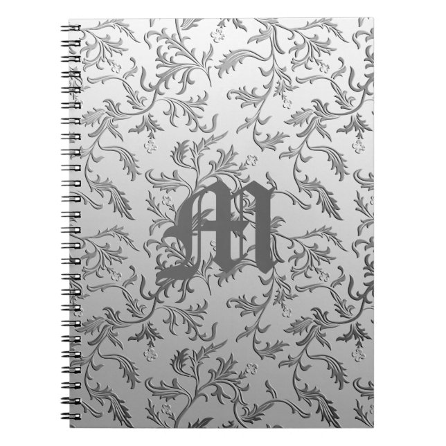 Elegant silver brocade notebook (Front)