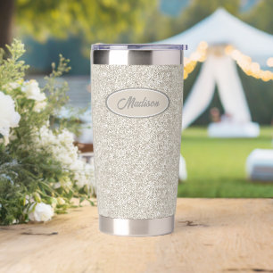 Elegant Silver Bronze Glitter Monogram Insulated Tumbler