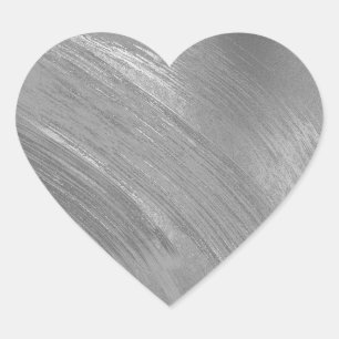 Elegant Silver Brush Strokes  Heart Sticker