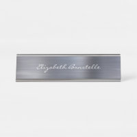 Elegant Silver Brushed Metal Handwriting