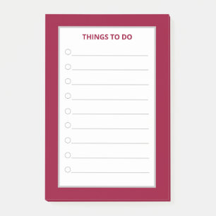 Elegant Silver, Burgundy Red & White Things To Do Post-it Notes