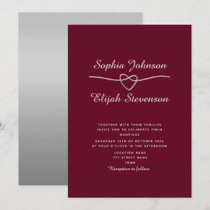 Elegant Silver Burgundy Wedding Invite
