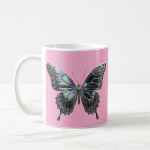 Elegant Silver Butterfly with Open Wings Coffee Mug