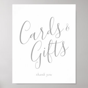 Elegant Silver Calligraphy Cards and Gifts Sign