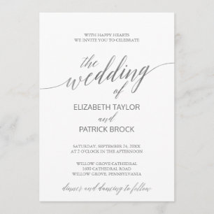Elegant Silver Calligraphy The Wedding Of Invitation