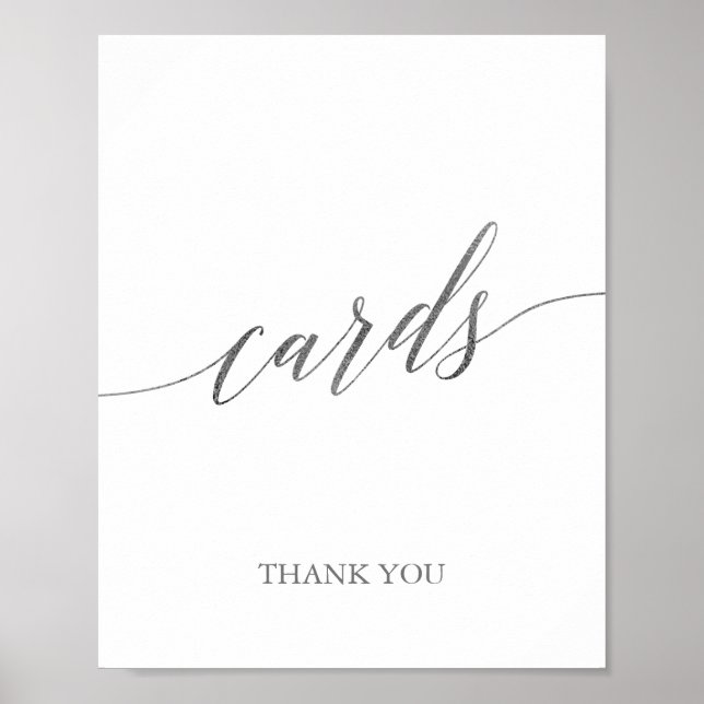 Elegant Silver Calligraphy Wedding Cards Sign (Front)