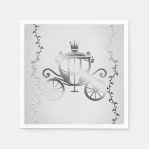 Elegant Silver Carriage White Storybook Royal Napkin