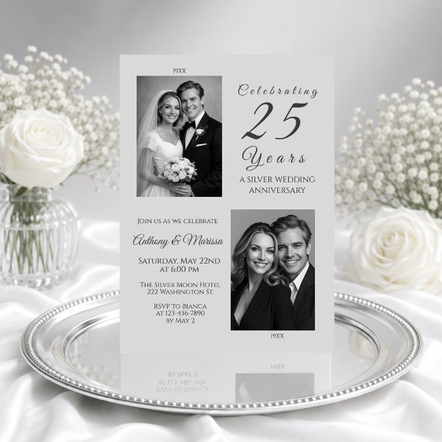 Elegant Silver Celebrating 25 Years Invitation (Creator Uploaded)