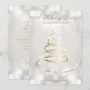 Elegant Silver Champagne Company Holiday Party Invitation