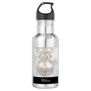 Elegant Silver Christmas Ball on Bokeh Lights 532 Ml Water Bottle