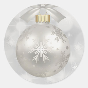 Elegant Silver Christmas Ball on Bokeh Lights Classic Round Sticker