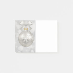 Elegant Silver Christmas Ball on Bokeh Lights Post-it Notes