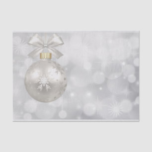 Elegant Silver Christmas Ball on Bokeh Lights Tissue Paper
