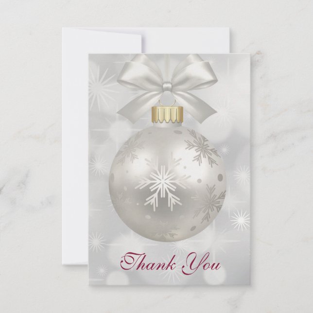 Elegant Silver Christmas Ball Thank You (Front)