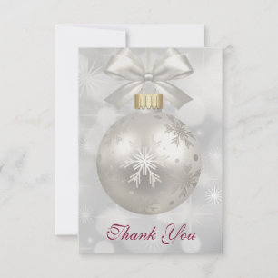 Elegant Silver Christmas Ball Thank You Card
