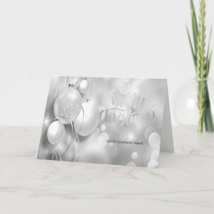 Elegant Silver Christmas Balls,Company Greeting Holiday Card