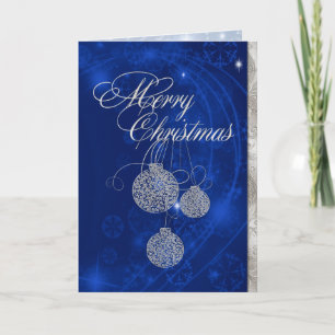 Elegant Silver Christmas Balls Greeting Card