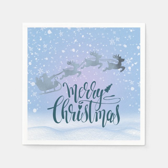 Elegant Silver Christmas Napkin (Front)