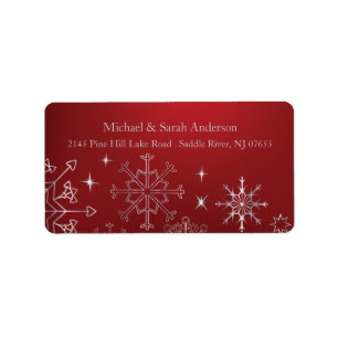 Elegant Silver Christmas Snowflakes Address Label