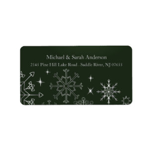 Elegant Silver Christmas Snowflakes Address Label