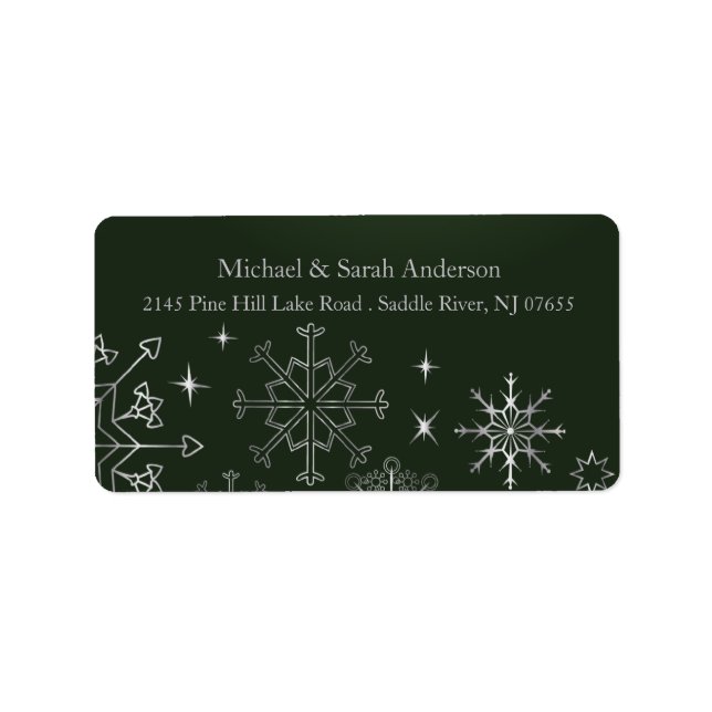 Elegant Silver Christmas Snowflakes Address Label (Front)