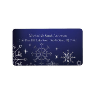 Elegant Silver Christmas Snowflakes Address Label