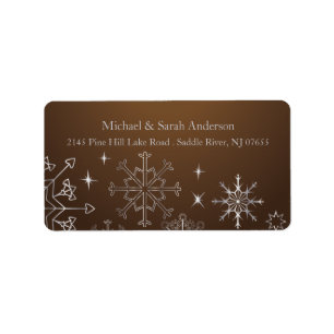 Elegant Silver Christmas Snowflakes Address Label