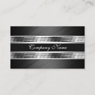Elegant Silver Chrome Metal Black 2 Business Card