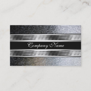 Elegant Silver Chrome Metal Black 2 Business Card