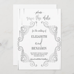 Elegant silver classy minimalist save the date