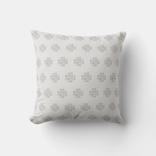 Elegant Silver Clover Pattern on Light Grey Cushion (Front)