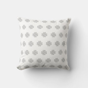 Elegant Silver Clover Pattern on White Cushion