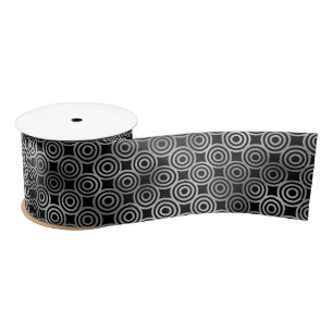 Elegant Silver Concentric Circle Art Deco Satin Ribbon