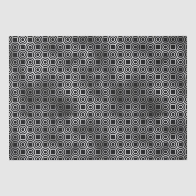 Elegant Silver Concentric Circle Art Deco Tissue Paper (Front)