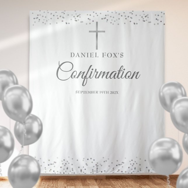 Elegant Silver Confirmation Photo Backdrop Tapestry (Elegant Silver Confirmation Photo Backdrop)