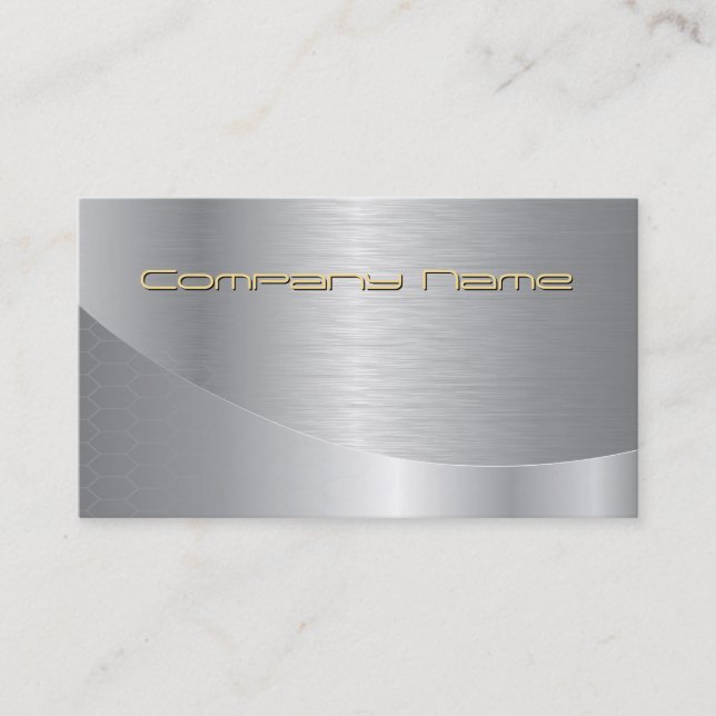 Elegant Silver Corporate Gold Text  Business Card (Front)