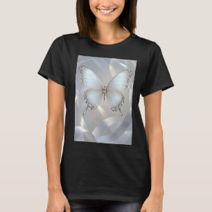 Elegant Silver Crystal Butterfly Women's T-Shirt
