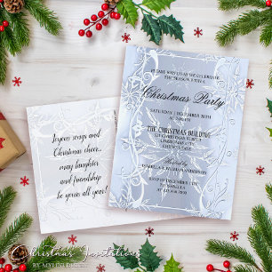 Elegant Silver Crystal Christmas Invitation Postcard