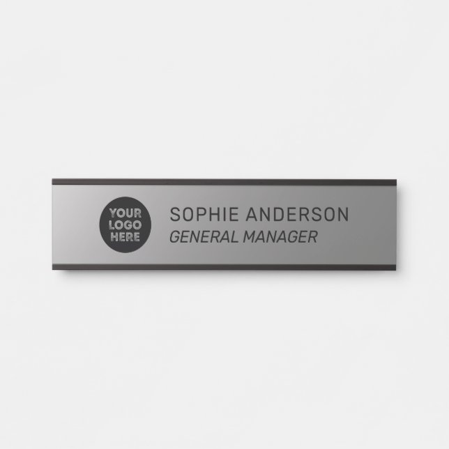 Elegant Silver Custom Logo Name Job Title Door Sign (Front)