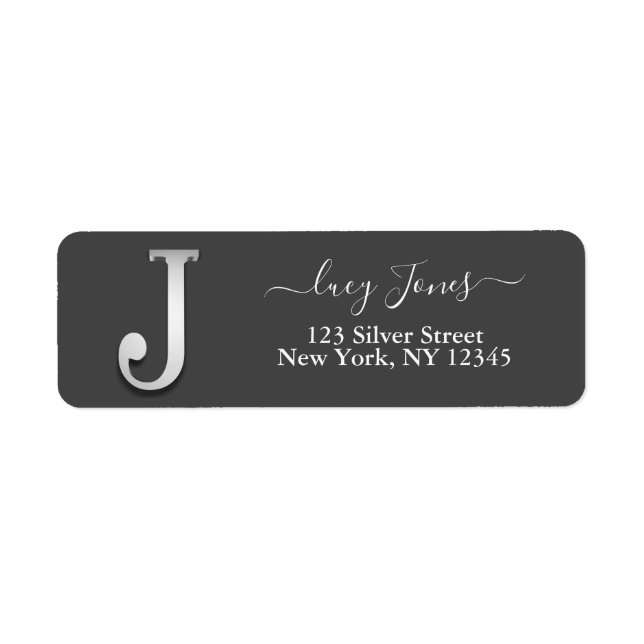 Elegant Silver Custom Monogram J Name (Front)